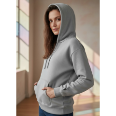 Unısex kapüşonlu sweatshirt gri