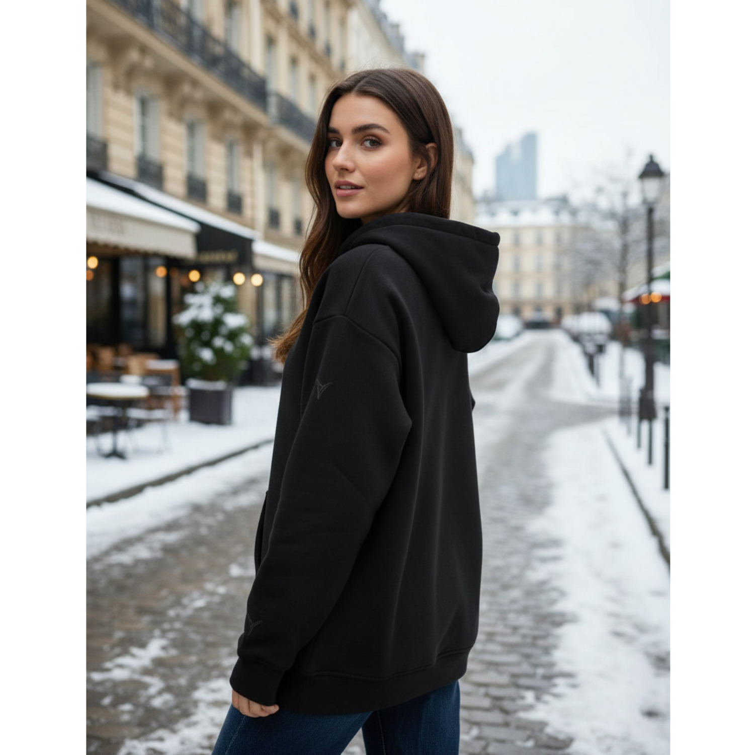 Unısex kapüşonlu sweatshirt siyah