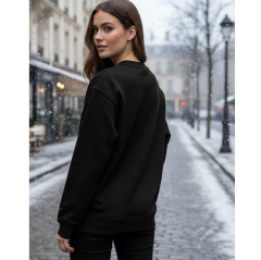 Unisex Basic Bisiklet Yaka Sweatshirt Siyah