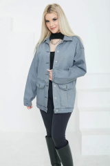 Kadın Oversize Körüklü Cep Kot