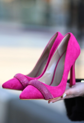 Gida Fuşya Süet Stiletto Ayakkabı
