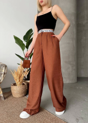 Flamlı kahve pantolon