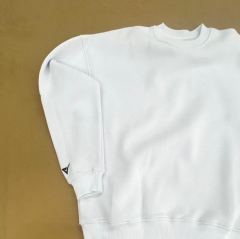 Unisex Basic Bisiklet Yaka Sweatshirt Krem